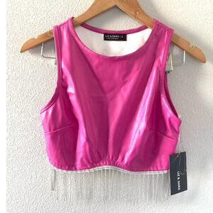 LIZ & SARA Hot Pink Halter Tank Top